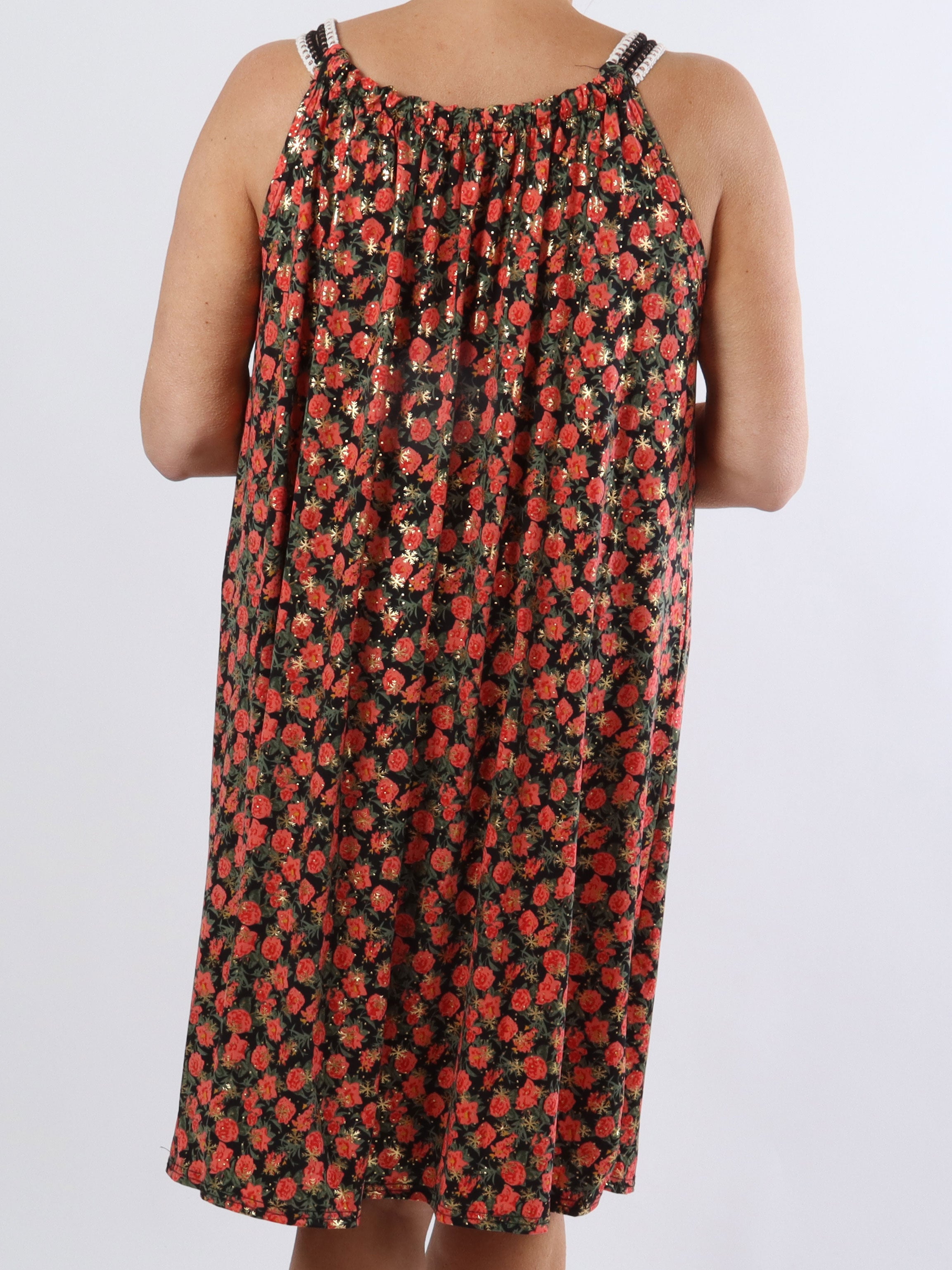 Asta Flower - Elastisk plus size stropkjole med blomsterprint